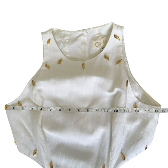 Vtg CACHE Dress Womens off white size 10 Linen blend - Picture 10 of 16